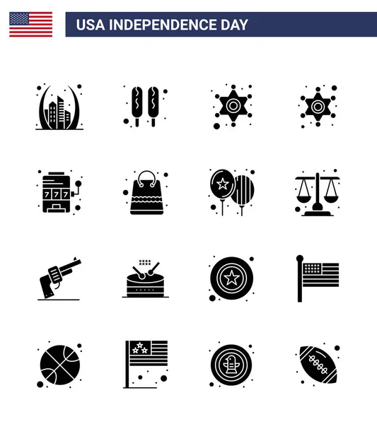 Usa Solid Glyph Pack Independence Day Zeichen Und Symbole Des — Stockvektor