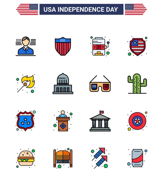 Creative Usa Icons Modern Independence Signs 4Th July Symbols Fire — 스톡 벡터