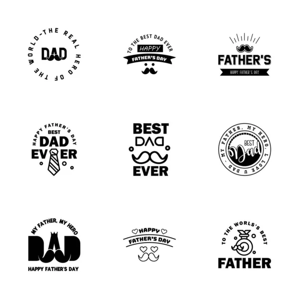 Boldog Apák Napja Fekete Vektortipográfia Szüreti Betű Apák Napi Üdvözlőlapokra — Stock Vector