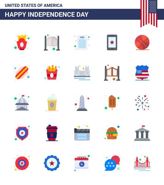 Juillet Usa Happy Independence Day Icône Symboles Groupe Appartements Modernes — Image vectorielle