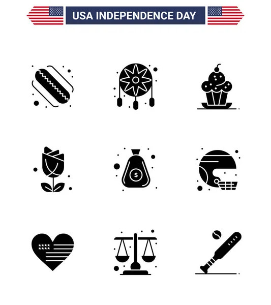 Stock Vector Icon Pack Von American Day Line Zeichen Und — Stockvektor