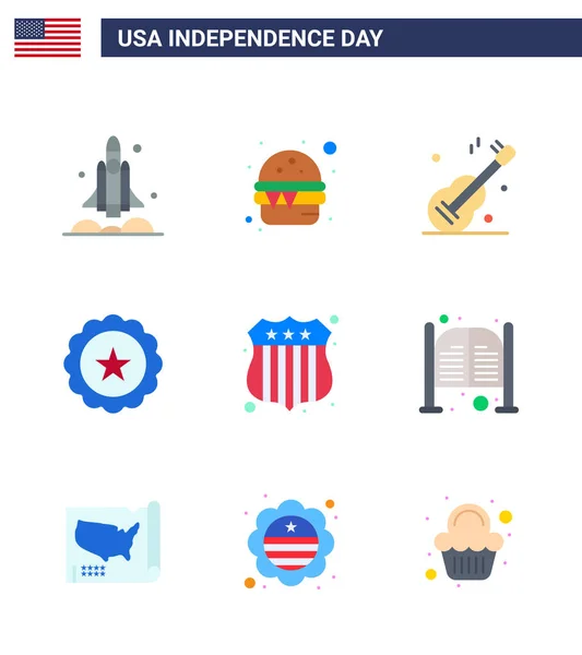 Usa Flache Zeichen Unabhängigkeitstag Feier Symbole Des Abzeichens Zeichen Mahlzeit — Stockvektor