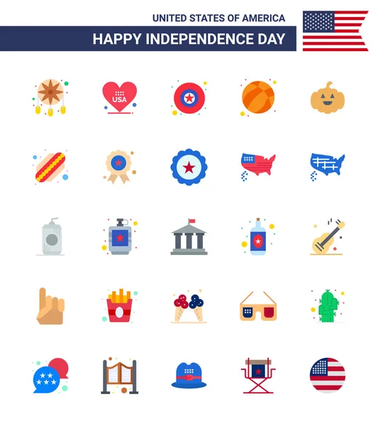 Editable Vector Flat Pack Usa Day Simple Flats Eua Pumkin —  Vetores de Stock