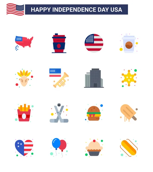 Ιουλίου Ηπα Happy Independence Day Icon Symbols Group Modern Flats — Διανυσματικό Αρχείο