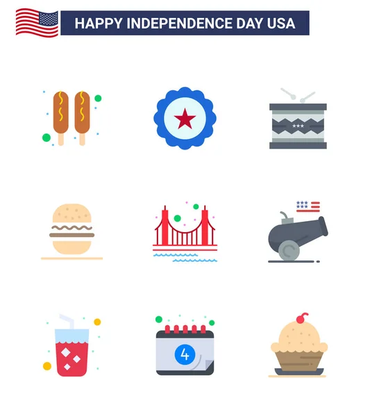 Stock Vector Icon Pack American Day Line Signs Symbols Gate — стоковый вектор
