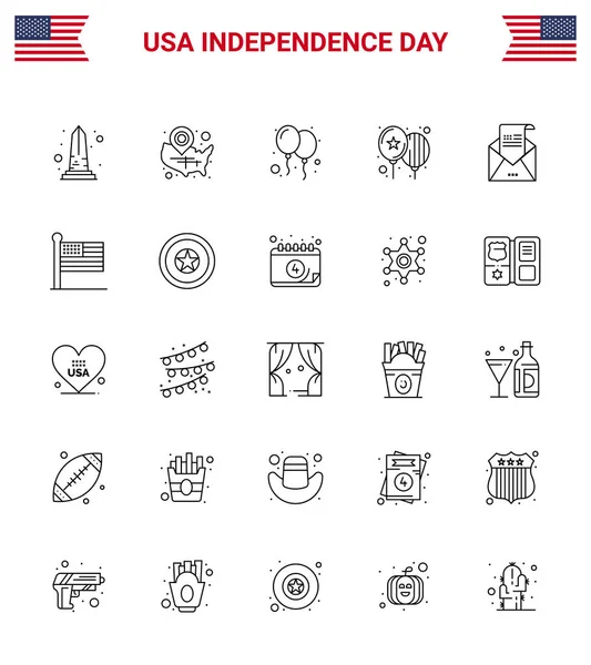 Juli Usa Happy Independence Day Icon Symbols Group Modern Lines — Stockvektor