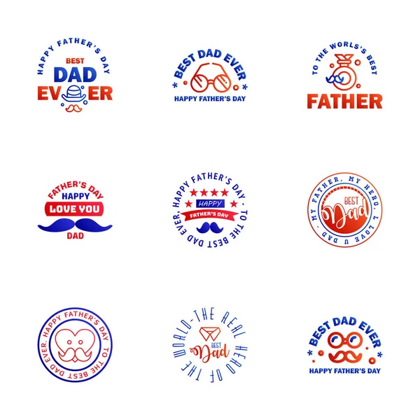 Happy Fathers Day Grußkarte Blaue Und Rote Kalligraphie Vektorillustration Editierbare — Stockvektor
