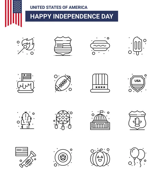 Modern Set Lines Symbols Usa Independence Day Independence Festival Hot — Stock Vector