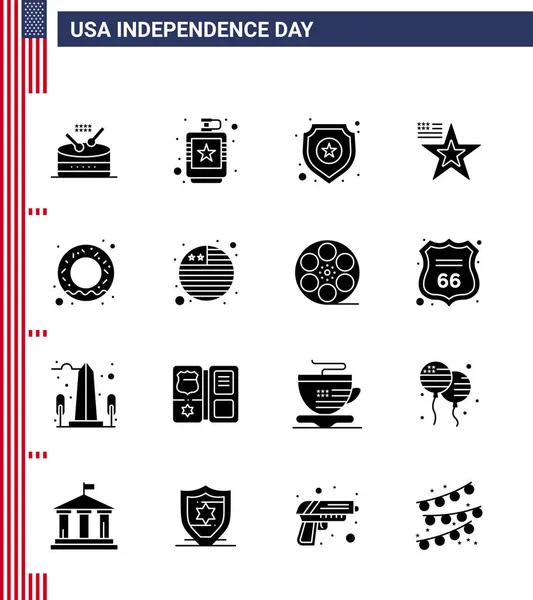 Juli Usa Happy Independence Day Icon Symbols Group Modern Solid — Stockvektor