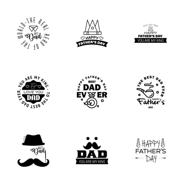 Happy Fathers Day Kartka Okolicznościowa Black Typography Collection Ilustracja Wektora — Wektor stockowy
