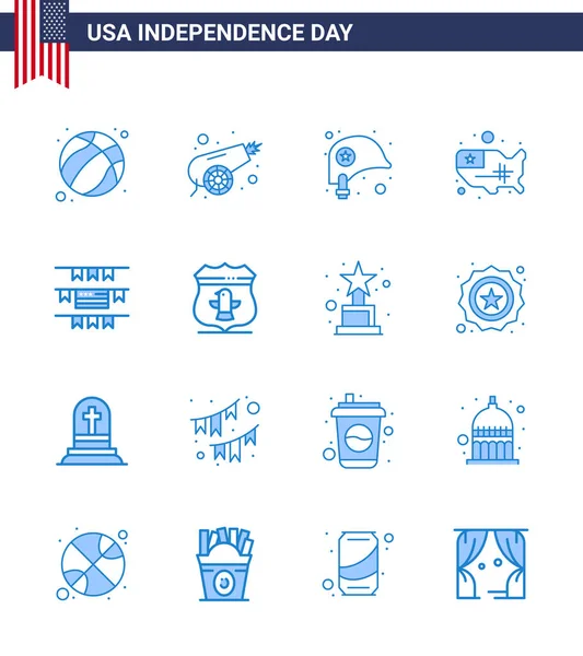Happy Independence Day Pack Blues Signs Symbols Party Decoration Usa — Stock Vector