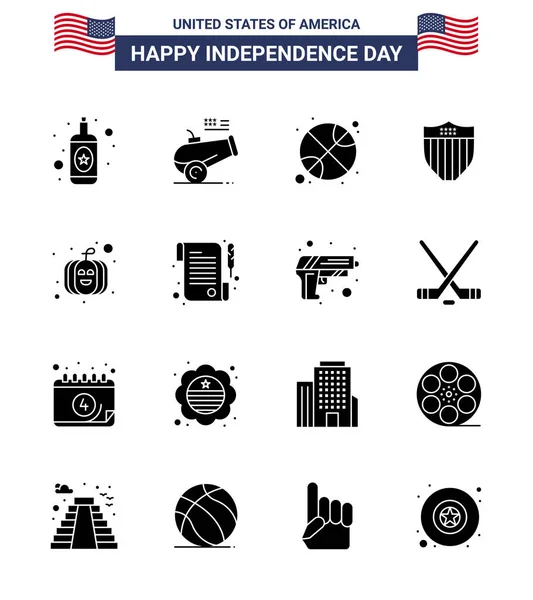 Pack Von Kreativen Usa Independence Day Bezogen Feste Glyphen Der — Stockvektor