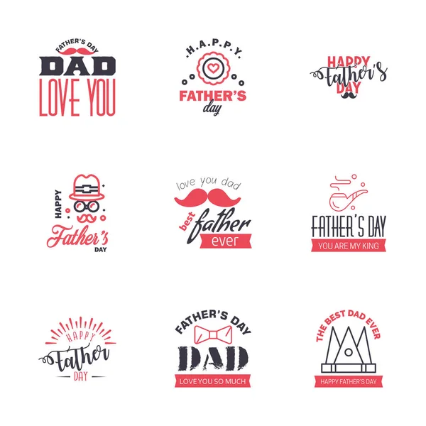 Happy Fathers Day Wenskaart Zwart Roze Kalligrafie Vector Illustratie Bewerkbare — Stockvector