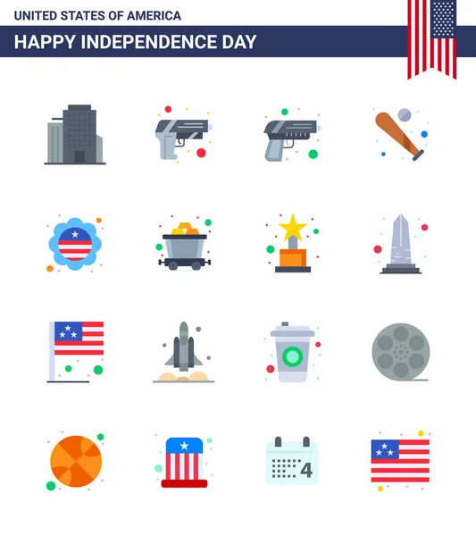 Happy Independence Day Flats Icône Pack Pour Web Imprimer Mien — Image vectorielle