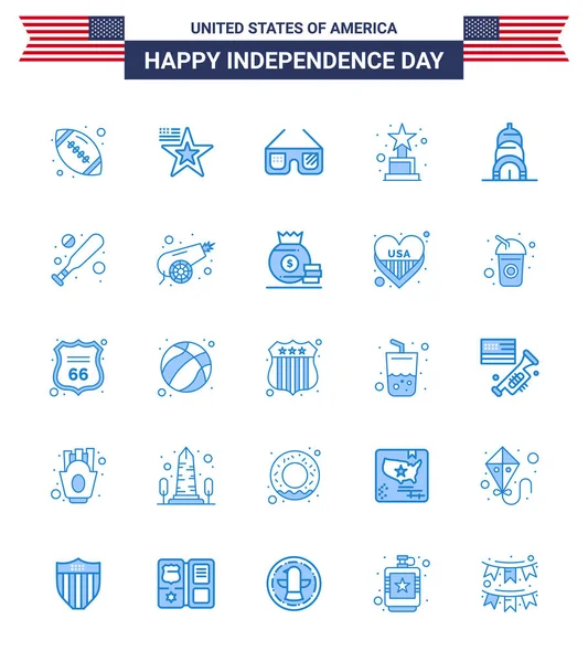 Big Pack Usa Happy Independence Day Usa Vector Blues Und — Stockvektor