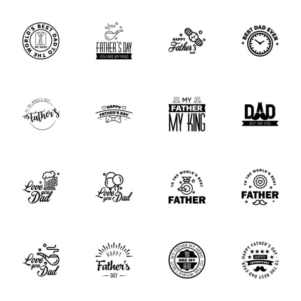 Black Happy Fathers Day Design Collection 배경에 스타일의 아버지의 디자인 — 스톡 벡터