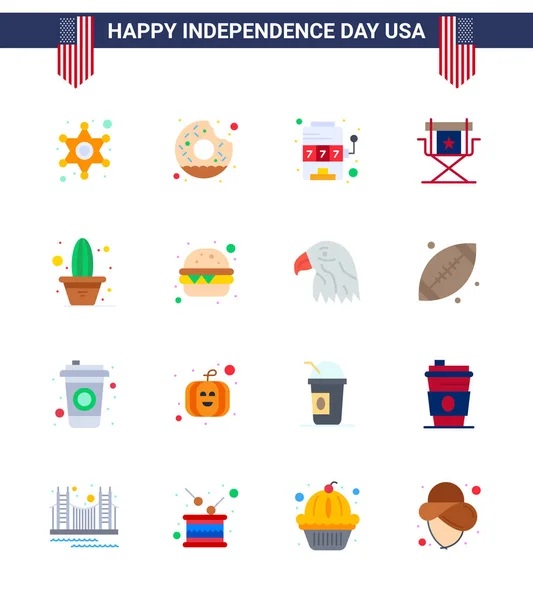 독립기념일의 선인장 과같은 카지노 Editable Usa Day Vector Design Elements — 스톡 벡터