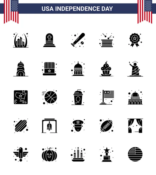 Modernes Set Von Solid Glyph Und Symbole Unabhängigkeitstag Der Usa — Stockvektor