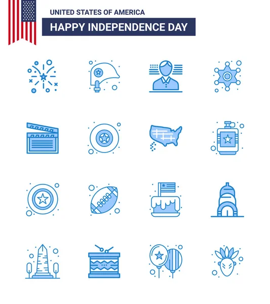 Set Vector Blues 4Th July Usa Independence Day Video American — Stock Vector
