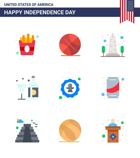 Set Icoane Ziua Sua Simboluri Americane Ziua Independenței Semne Pentru — Vector de stoc