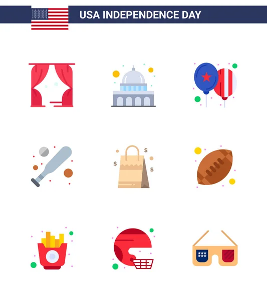 Usa Happy Independence Daypictogram Abd Nin Basit Dairesi Bag Balon — Stok Vektör