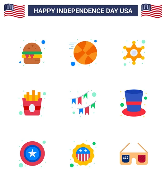 Happy Independence Day Pack Flats Signs Symbols Party Buntings Police — 스톡 벡터