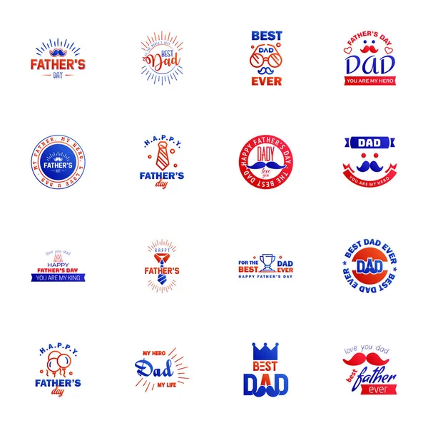 Set Fathers Day Blue Red Design Elements Editable Vector Design — Stockový vektor