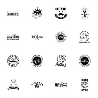 Mutlu babalar günü 16. siyah antika yazı tipi. Illustrator Bölüm 10 Düzenlenebilir Vektör Tasarım Elementleri