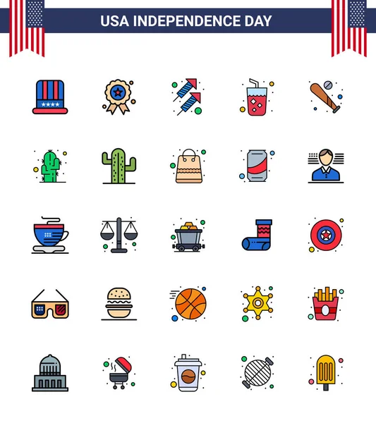 Creative Usa Icons Modern Independence Signs 4Th July Symbols Baseball — 스톡 벡터