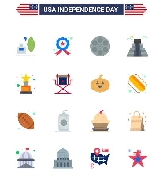 Set Von Usa Day Icons American Symbols Independence Day Zeichen — Stockvektor