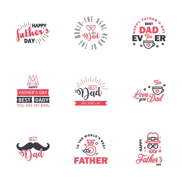 Happy Fathers Day Black Pink Vintage Retro Type Font Ilustrador —  Vetores de Stock