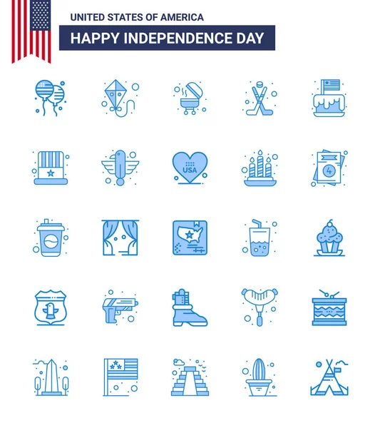 Groupe Blues Set Pour Jour Indépendance Des États Unis Amérique — Image vectorielle