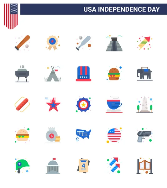 Flat Pack Usa Independence Day Symbols Festivity Ηπα Μετάλλιο Αμερικανός — Διανυσματικό Αρχείο