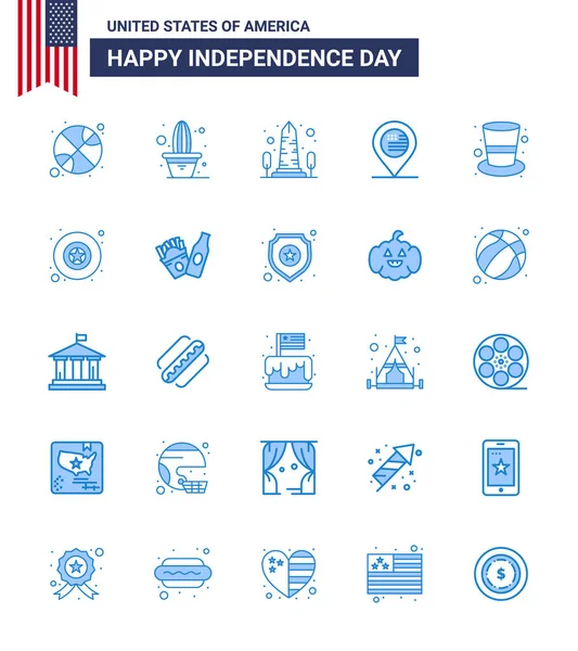 Set Usa Day Icons American Symbols Independence Day Signs American — Stock Vector