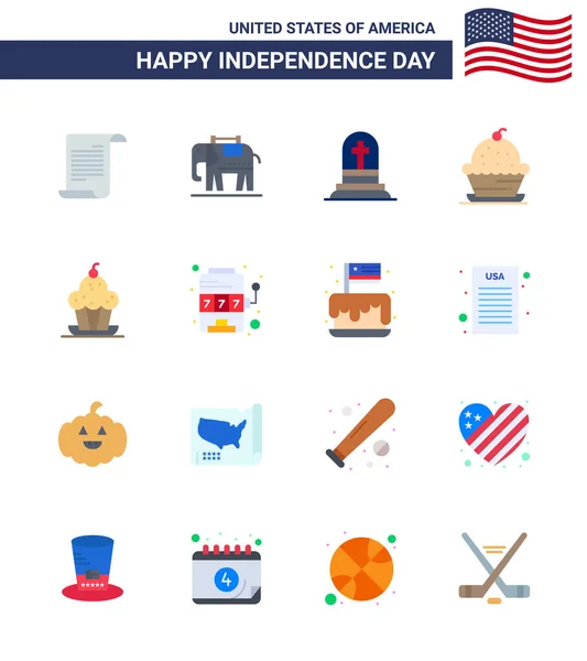 Creative Usa Icoane Semne Moderne Independență Iulie Simboluri Ale Mașinii — Vector de stoc