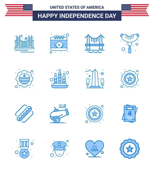 Happy Independence Day Blues Icon Pack Für Web Und Print — Stockvektor