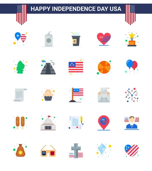 Flat Pack Van Usa Independence Day Symbolen Van Prestatie Amerikaans — Stockvector