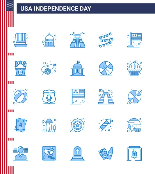 Modern Set Blues Symbols Usa Independence Day International Country Building — Stock Vector