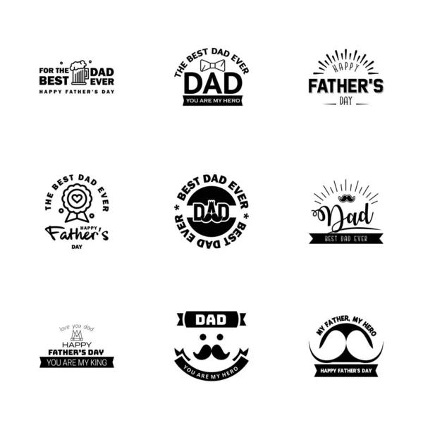 Szczęśliwego Dnia Ojcowie Pozdrawiają Ręcznie Pisane Odznaki Czarny Typo Izolowany — Wektor stockowy