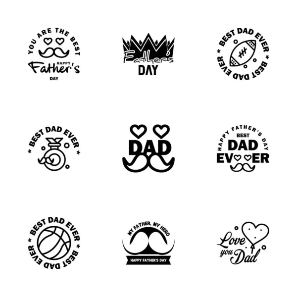 Happy Fathers Day Black Lettering Happy Fathers Day Editable Vector — Stock Vector