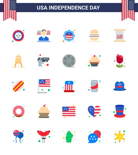 Ηπα Flat Pack Independence Day Signs Symbols Text Usa Country — Διανυσματικό Αρχείο