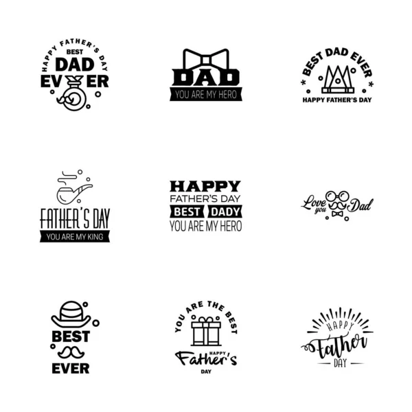 Happy Fathers Day Kalligraphie Grußkarte Black Typography Collection Vektorillustration Editierbare — Stockvektor