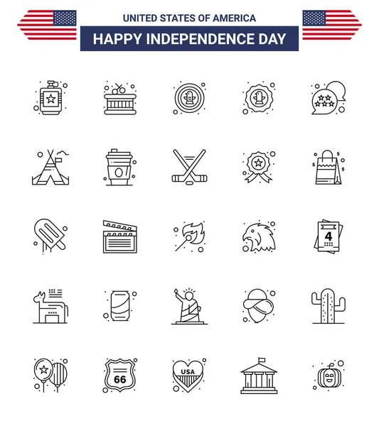 Creative Usa Icons Modern Independence Signs 4Th July Symbols Tent — Stock Vector