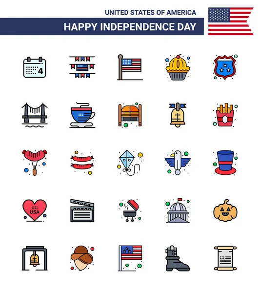 Usa Day Icons American Symbols Independence Day Signs Shield American — 스톡 벡터