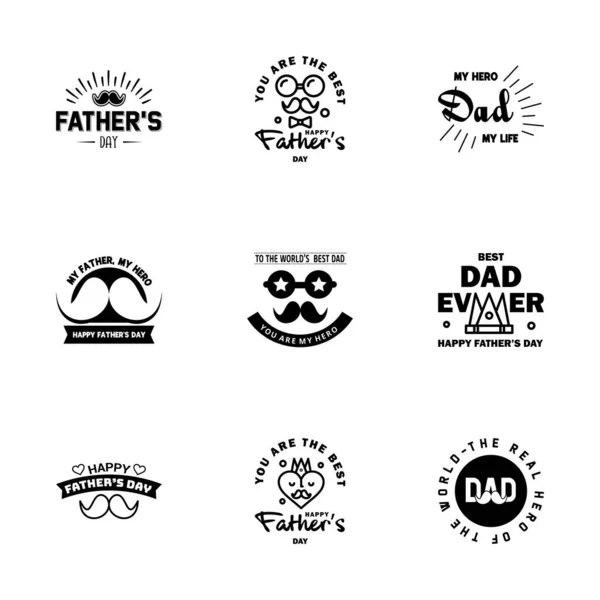 爱你的爸爸卡片为快乐父亲节设计字体收集9黑色设计 可编辑向量设计元素 — 图库矢量图片
