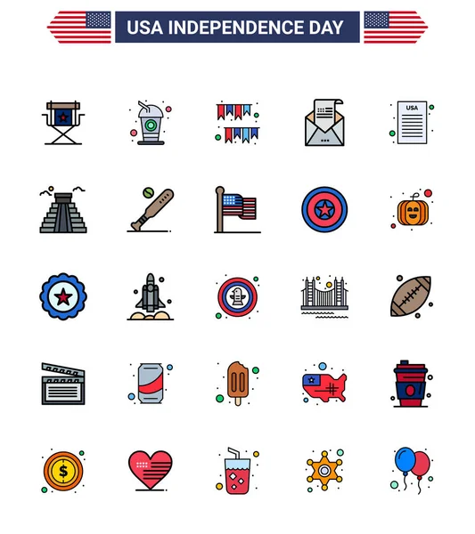 Usa Day Icons American Symbols Independence Day Signs Invitation Envelope — 스톡 벡터