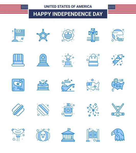 Happy Independence Day Usa Förpackning Med Creative Blues Hjälm Amerikan — Stock vektor