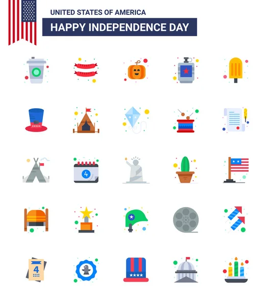 Flache Zeichen Für Den Unabhängigkeitstag Der Usa Essen Usa Festival — Stockvektor