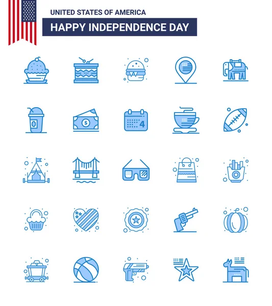 Happy Independence Day Usa Packung Mit Creative Blues Von Zeichen — Stockvektor