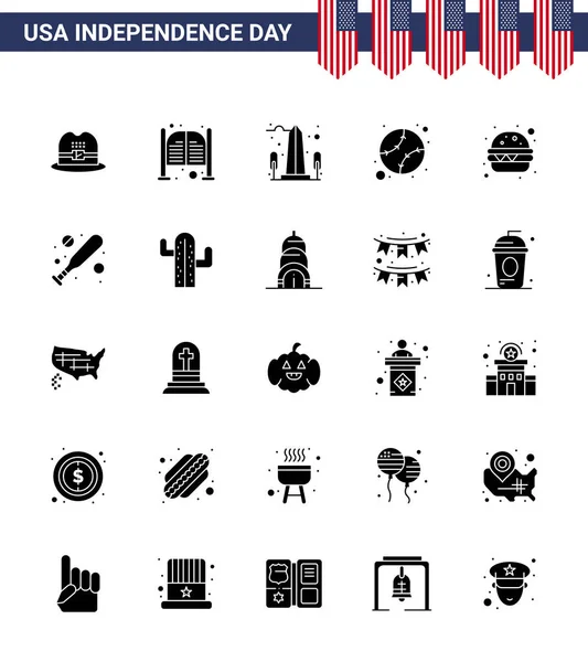 Usa Independence Day Solid Glyph Set Von Usa Piktogramme Von — Stockvektor